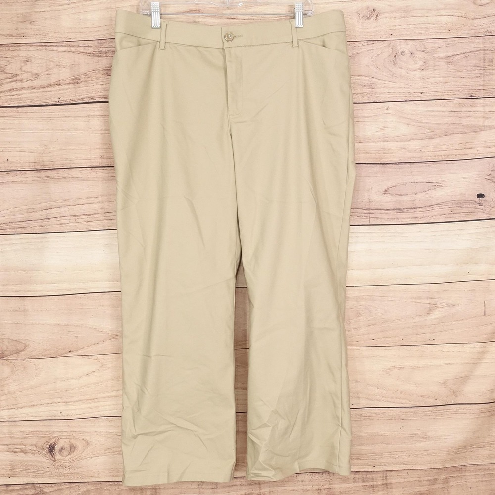 Lee Pants Womens 16 Beige Flex Motion Regular Fit Trouser Khakis Stretch 38x27